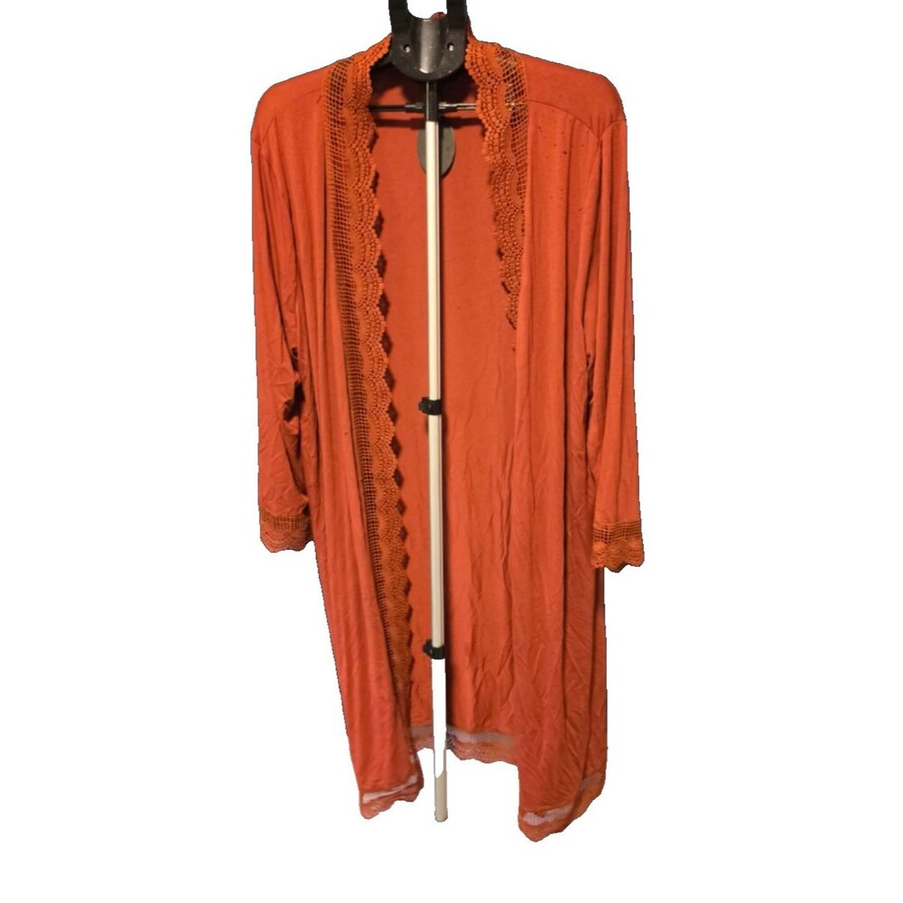 Bluetime Brown Crochet Trim Size 3XL Long Open Cardigan Stylish NEW